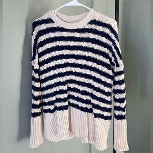 Madewell Striped Navy and Cream Women's Sweater